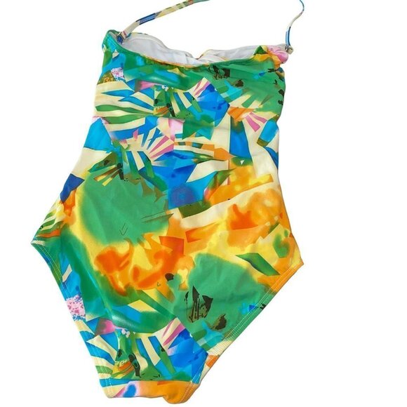 Lisa Maree Womens Swimsuit Size XS Tropical Ruched Removable Strap Tie Neck New - Picture 8 of 12